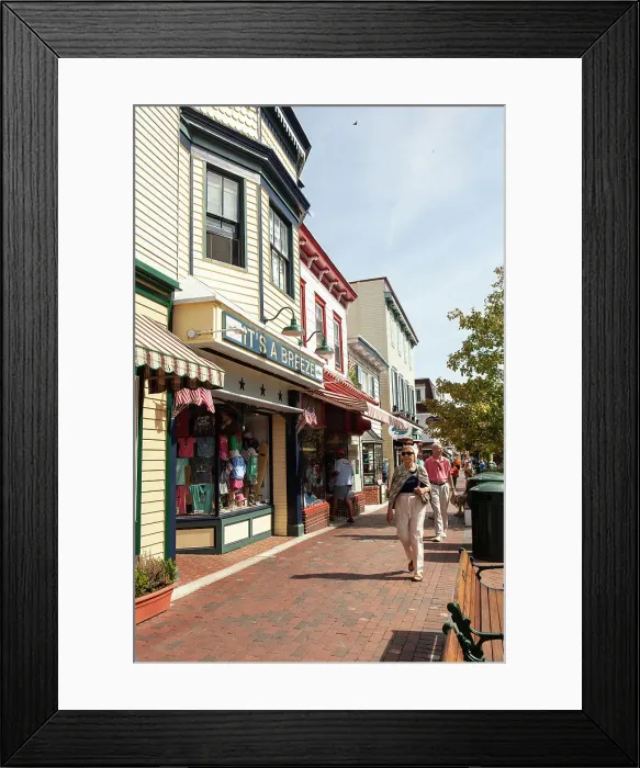 Framed Print : Cape May, New Jersey, victorian architecture of store fronts along washington Street Framed Print : Cape May, New Jersey, victorian architecture of store fronts along washington Street