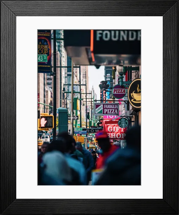 Framed Print : 5th Avenue, Manhattan, traffic in cinematic tone, New York City, USA. Signs and lights Framed Print : 5th Avenue, Manhattan, traffic in cinematic tone, New York City, USA. Signs and lights