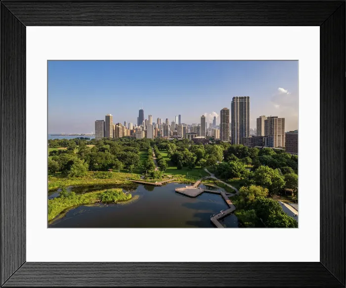 Framed Print : Aerial view of Lincoln Park and downtown skyline, Chicago, Illinois, USA