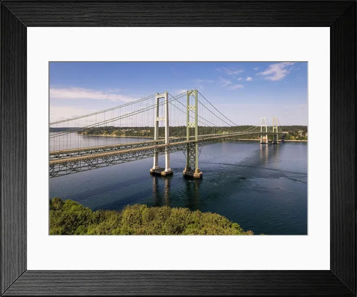 Framed Print : Aerial view of Tacoma Narrows Bridge, Tacoma, Washington, USA