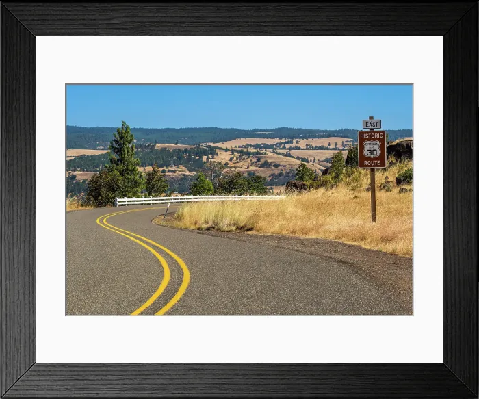 Framed Print : U. S. Route 30 or U. S. Highway 30 road sign, Hood River, Oregon, USA