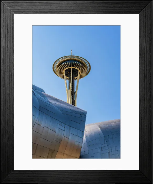 Framed Print : The Space Needle behind the Museum of Pop Culture, Seattle Center, Seattle, Washington, USA Framed Print : The Space Needle behind the Museum of Pop Culture, Seattle Center, Seattle, Washington, USA
