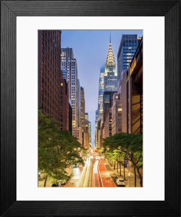 Framed Print : Night view of East 42nd street with Chrysler Building, Manhattan, New York, USA