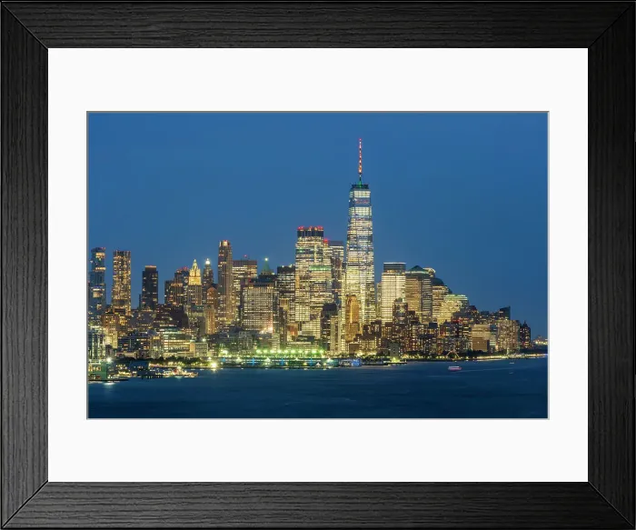 Framed Print : Night view of Lower Manhattan skyline, New York, USA