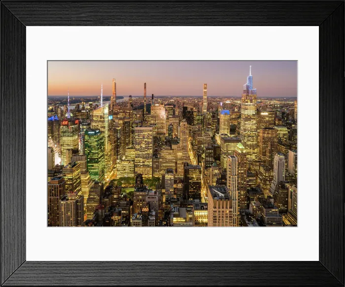Framed Print : Aerial view of Midtown Manhattan at twilight, New York, USA Framed Print : Aerial view of Midtown Manhattan at twilight, New York, USA