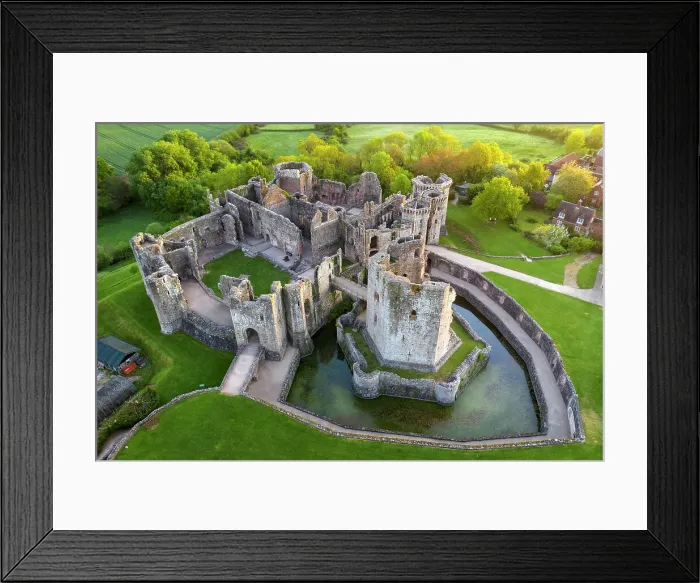 Framed Print : Aerial view of Raglan Castle in the county of Monmouthshire, Wales, UK. Spring (May) 2022 Framed Print : Aerial view of Raglan Castle in the county of Monmouthshire, Wales, UK. Spring (May) 2022