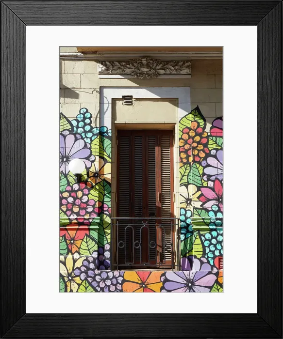 Framed Print : A colorful mural on the exterior facade of a colonial house in San Telmo, Buenos Aires, Argentina Framed Print : A colorful mural on the exterior facade of a colonial house in San Telmo, Buenos Aires, Argentina
