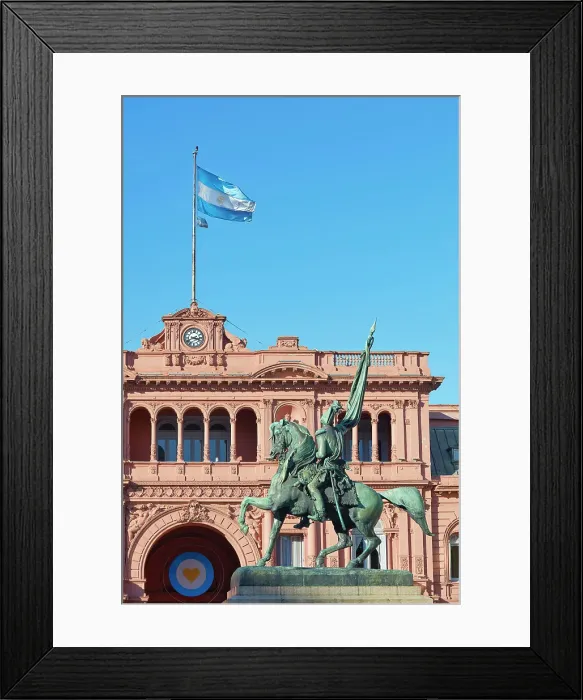 Framed Print : The main facade of the Casa Rosada with the equestrian monument to General Manuel Belgrano in foreground, Plaza de Mayo, Buenos Aires, Argentina Framed Print : The main facade of the Casa Rosada with the equestrian monument to General Manuel Belgrano in foreground, Plaza de Mayo, Buenos Aires, Argentina