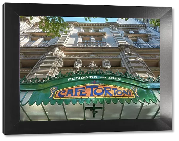 The exterior facade of the Notable Bar 'Cafe Tortoni' on Avenida de Mayo, Monserrat, Buenos Aires, Argentina