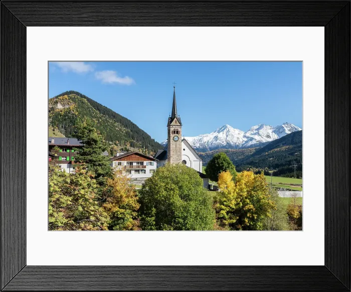 Framed Print : Typical village of Swiss Alps during autumn, Tujetsch, Canton of Graubunden, Switzerland Framed Print : Typical village of Swiss Alps during autumn, Tujetsch, Canton of Graubunden, Switzerland