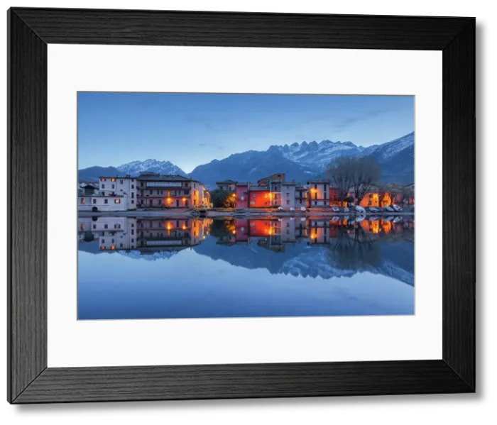 Framed Print : The Pescarenico village illuminated at dawn, Brianza, Adda river, lake Como, Lecco province, Lombardy, Italy Framed Print : The Pescarenico village illuminated at dawn, Brianza, Adda river, lake Como, Lecco province, Lombardy, Italy