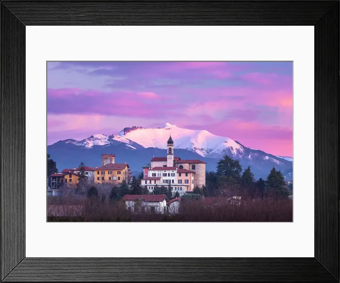 Framed Print : Church of SS Cosma e Damiano and Civello village, Generoso mount snowy in the background, Villa Guardia, Brianza, Como province, Lombardy, Italy Framed Print : Church of SS Cosma e Damiano and Civello village, Generoso mount snowy in the background, Villa Guardia, Brianza, Como province, Lombardy, Italy