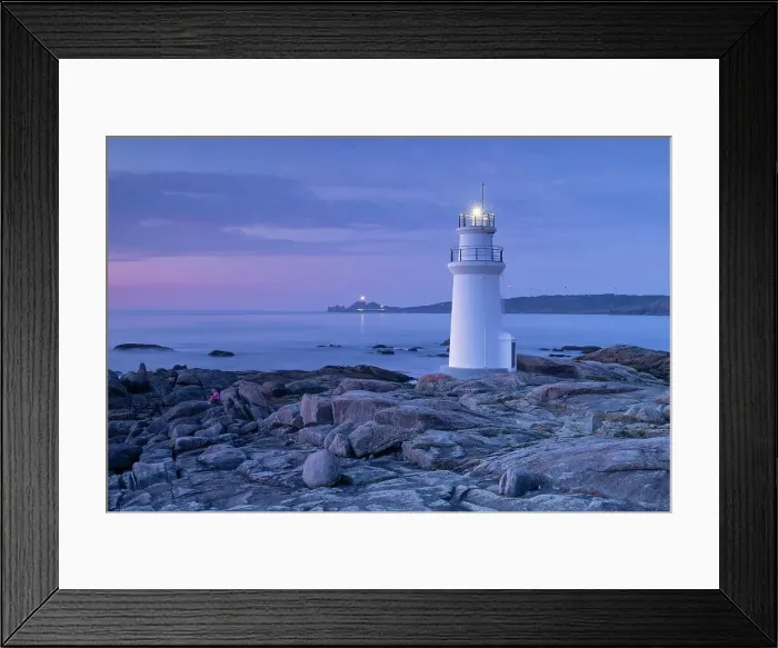 Framed Print : Lighthouse of Muxia at dusk during a summer day, municipality of Muxia, Galicia, Spain Framed Print : Lighthouse of Muxia at dusk during a summer day, municipality of Muxia, Galicia, Spain
