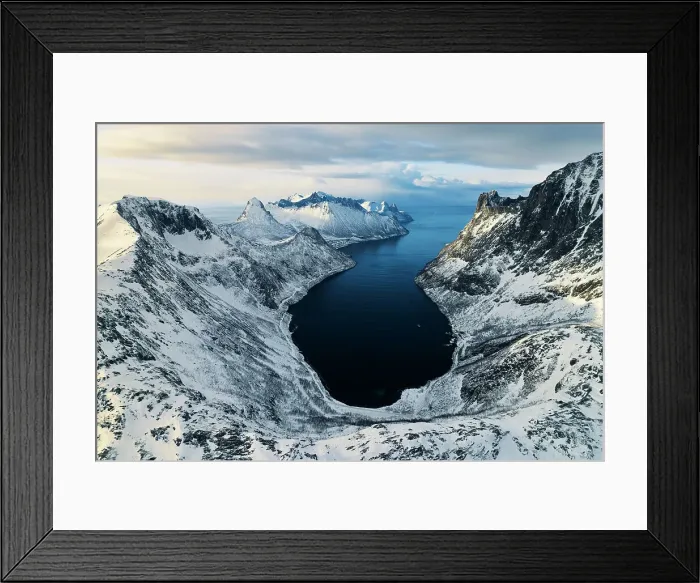 Framed Print : Segla mountain and fjord, during a winter sunset, Senja, Norway Framed Print : Segla mountain and fjord, during a winter sunset, Senja, Norway