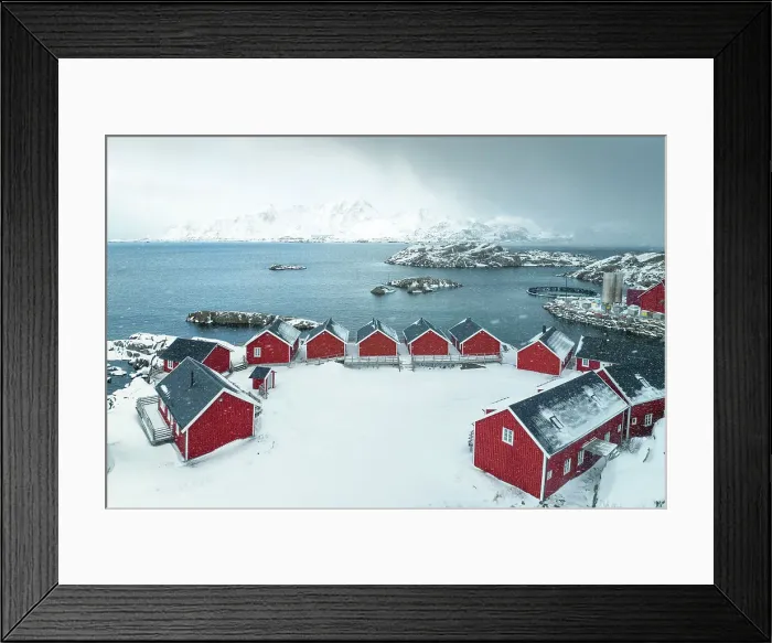 Framed Print : Fisherman village near to Leknes bay during a winter day, Vestvagoy, Lofoten island, Norway Framed Print : Fisherman village near to Leknes bay during a winter day, Vestvagoy, Lofoten island, Norway