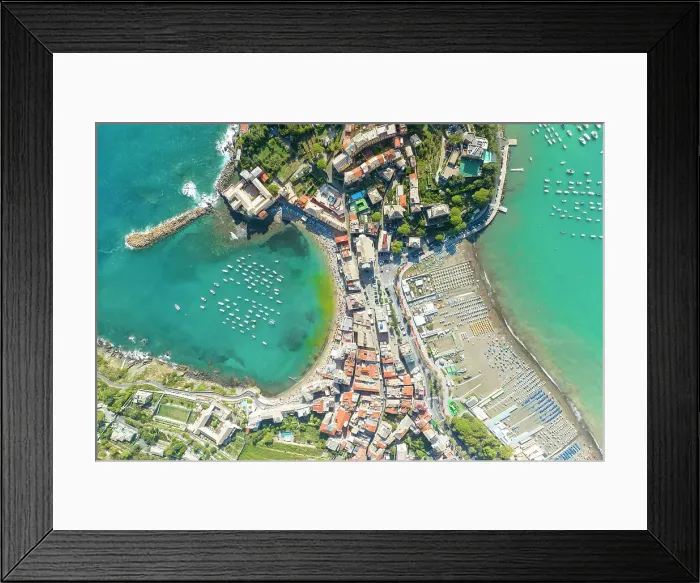 Framed Print : aerial view taken by drone of Silenzio bay, during summer day, municipality of Sestri Levante, Genova province, Liguria district, Italy Framed Print : aerial view taken by drone of Silenzio bay, during summer day, municipality of Sestri Levante, Genova province, Liguria district, Italy