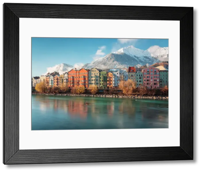 Framed Print : The iconic buildings of Mariahilf on a sunny winter day, Marktplatz, Innsbruck Stadt, Innsbruck, Tyrol, Austria, Europe Framed Print : The iconic buildings of Mariahilf on a sunny winter day, Marktplatz, Innsbruck Stadt, Innsbruck, Tyrol, Austria, Europe