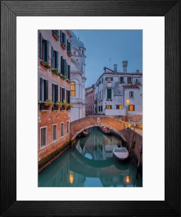 Framed Print : Evening at Rio dei Miracoli with its little bridge and the church of Santa Maria dei Miracoli, Cavallino - Treporti, Venice province, Veneto region, Italy, Europe Framed Print : Evening at Rio dei Miracoli with its little bridge and the church of Santa Maria dei Miracoli, Cavallino - Treporti, Venice province, Veneto region, Italy, Europe