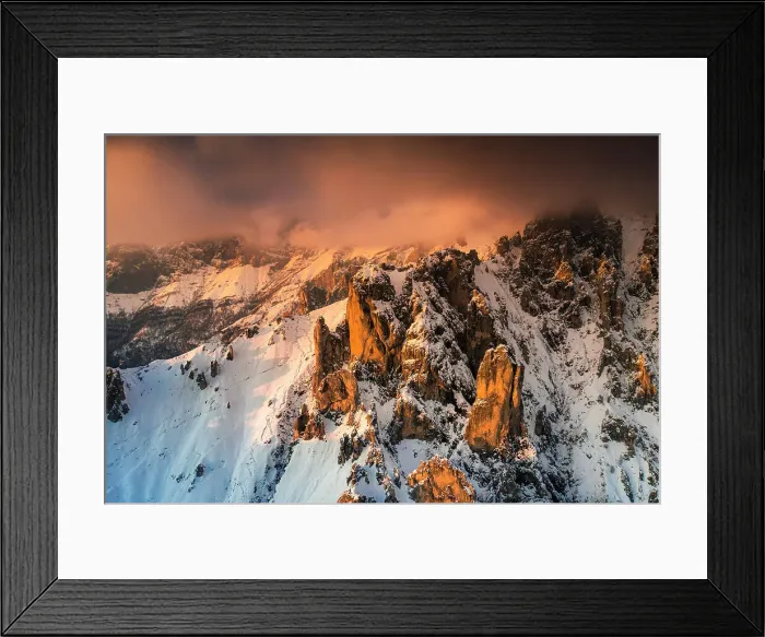 Framed Print : Rock pinnacles of Grignetta at sunset with Rifugio Rosalba. Grignetta, Grigne group, Lake Como, Lombardy, Italy Framed Print : Rock pinnacles of Grignetta at sunset with Rifugio Rosalba. Grignetta, Grigne group, Lake Como, Lombardy, Italy