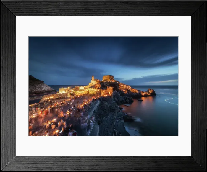 Framed Print : Night on the Church of Portovenere during the event of the Madonna Bianca, municipality of Portovenere, La Spezia province, Liguria, Italy Framed Print : Night on the Church of Portovenere during the event of the Madonna Bianca, municipality of Portovenere, La Spezia province, Liguria, Italy