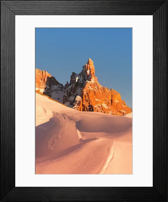 Framed Print : Pale di San Martino Peaks at sunset during winter season from Rolle pass, Predazzo, Dolomites, Trentino, Italy Framed Print : Pale di San Martino Peaks at sunset during winter season from Rolle pass, Predazzo, Dolomites, Trentino, Italy