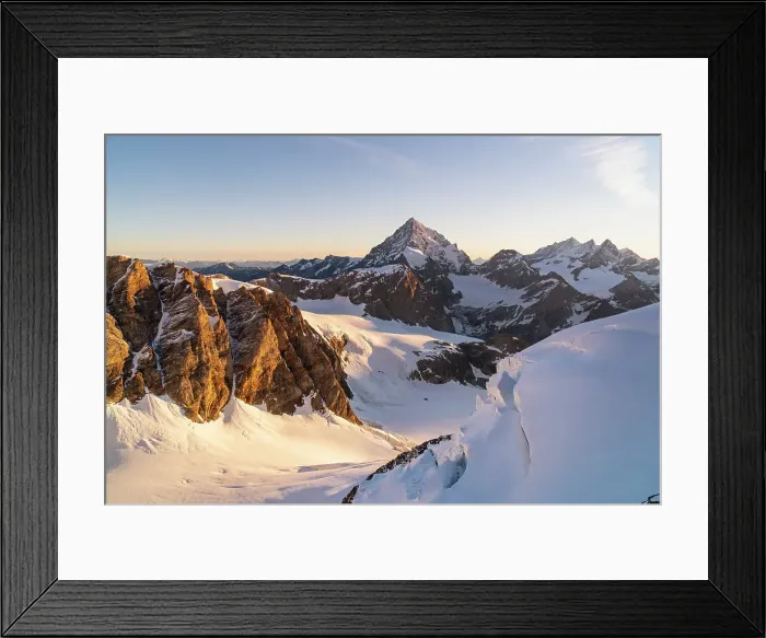 Framed Print : High mountains sunrise on the rock ridge of Tiefenmatten for the summit of Dent Herens. Valpelline valley, Bionaz, Aosta Valley, Alps, Italy Framed Print : High mountains sunrise on the rock ridge of Tiefenmatten for the summit of Dent Herens. Valpelline valley, Bionaz, Aosta Valley, Alps, Italy