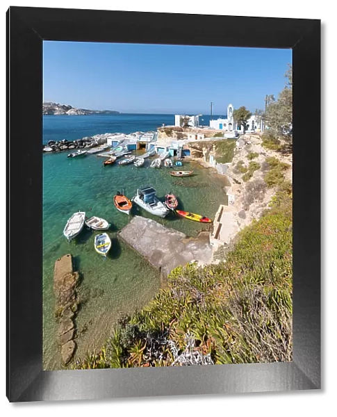 The small fishing village of Mandrakia, Plaka, Milos Island, Cyclades Islands, Greece