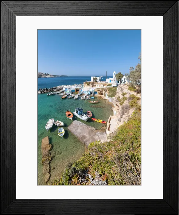 Framed Print : The small fishing village of Mandrakia, Plaka, Milos Island, Cyclades Islands, Greece