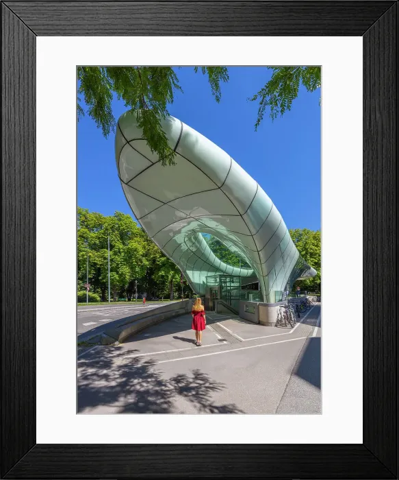 Framed Print : A woman in front of Congress Staion of Hungerburgbahn, Innsbruck, Innsbruck-land, Tyrol, Austria, Western Europe (MR) Framed Print : A woman in front of Congress Staion of Hungerburgbahn, Innsbruck, Innsbruck-land, Tyrol, Austria, Western Europe (MR)