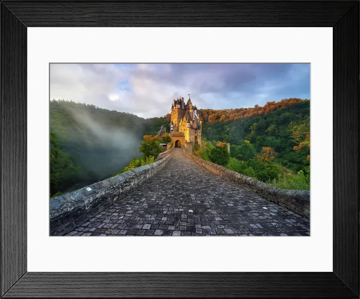 Framed Print : Burg Eltz Castle at sunrise, Wierschem, Rhineland Palatinate, Germany Framed Print : Burg Eltz Castle at sunrise, Wierschem, Rhineland Palatinate, Germany