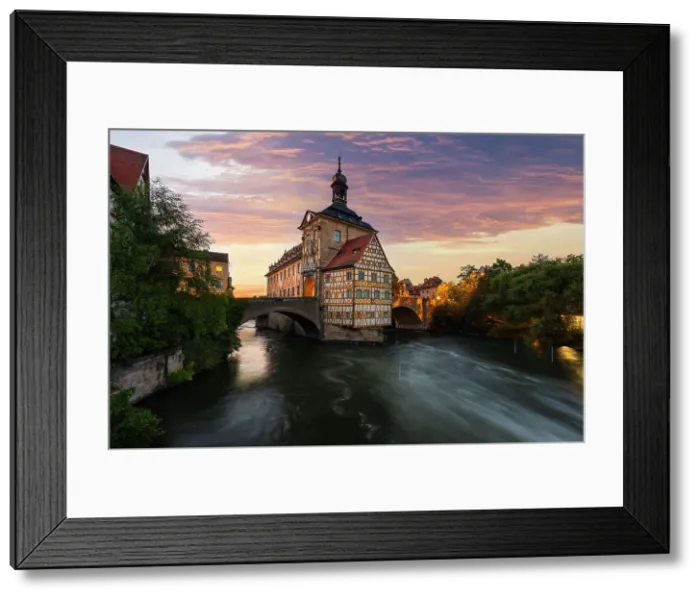 Framed Print : Sammlung Ludwing Rathaus illuminated at sunset, Bamberg, Bavaria, Upper Franconia, Germany, Deutschland, Western Europe Framed Print : Sammlung Ludwing Rathaus illuminated at sunset, Bamberg, Bavaria, Upper Franconia, Germany, Deutschland, Western Europe