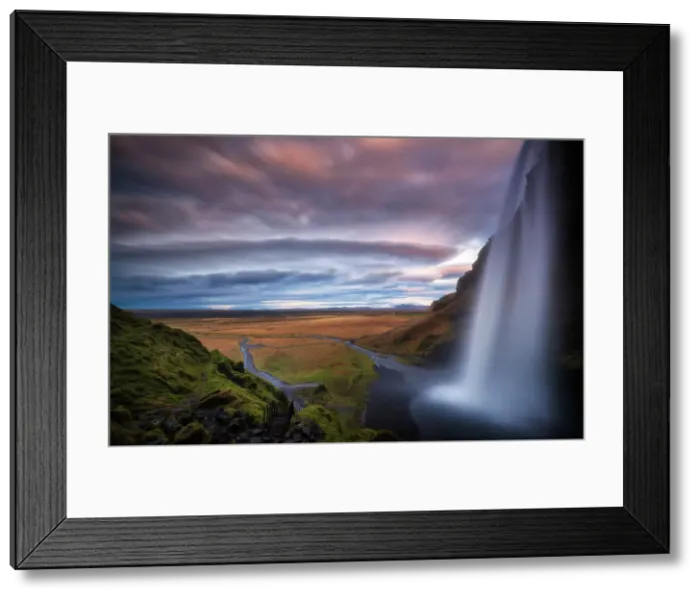 Framed Print : Seljalandsfoss waterfall at sunset, Skogar, Southern Region, Iceland Framed Print : Seljalandsfoss waterfall at sunset, Skogar, Southern Region, Iceland