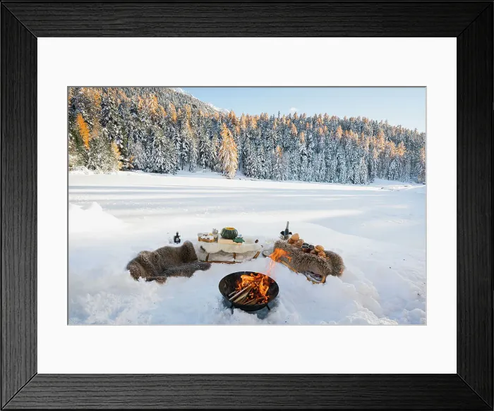 Framed Print : Winter Picnic in Engadin, Canton of Graubunden, Switzerland, Europe Framed Print : Winter Picnic in Engadin, Canton of Graubunden, Switzerland, Europe