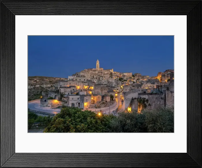 Framed Print : Matera, Basilicata, Italy, Europe. Dusk in Matera Framed Print : Matera, Basilicata, Italy, Europe. Dusk in Matera