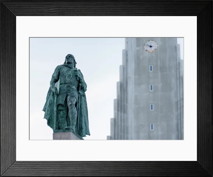Framed Print : Europe, Iceland, Reykjavik: Leif Erikson statue in front of Hallgrímskirkja Framed Print : Europe, Iceland, Reykjavik: Leif Erikson statue in front of Hallgrímskirkja
