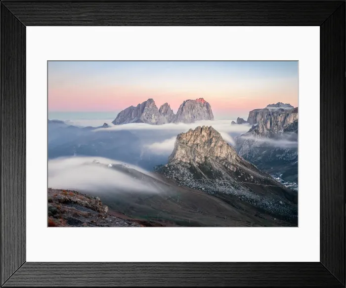 Framed Print : Epic sunrise over Pordoi Pass from the Path of the High Ridges;, Italy, between Trentino Alto Adige - South Tyrol and Veneto, Belluno District, Trento District Framed Print : Epic sunrise over Pordoi Pass from the Path of the High Ridges;, Italy, between Trentino Alto Adige - South Tyrol and Veneto, Belluno District, Trento District