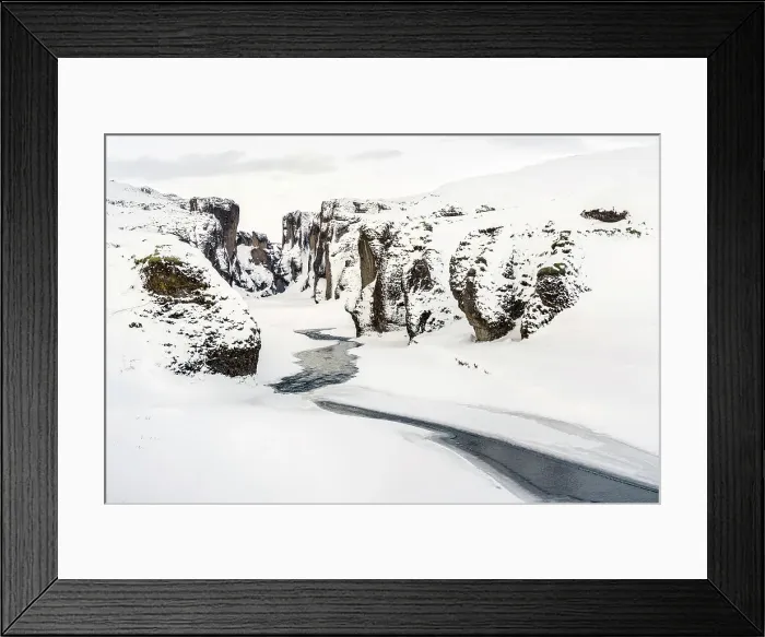 Framed Print : The Fjadrargljufur Canyon covered by ice and snow, Iceland Framed Print : The Fjadrargljufur Canyon covered by ice and snow, Iceland