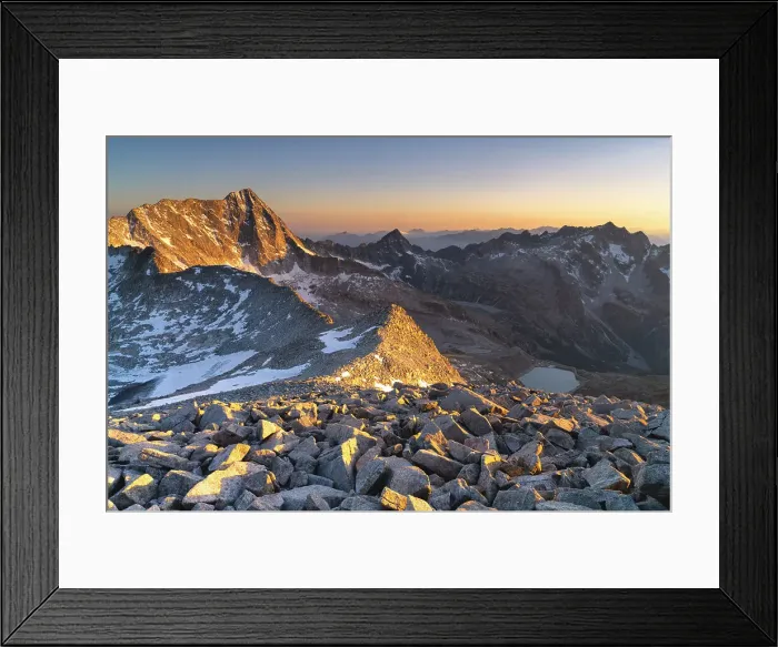 Framed Print : Landscape of Adamello park from Venerocolo peak in Vallecamonica, Brescia province in Lombardy district, Italy Framed Print : Landscape of Adamello park from Venerocolo peak in Vallecamonica, Brescia province in Lombardy district, Italy