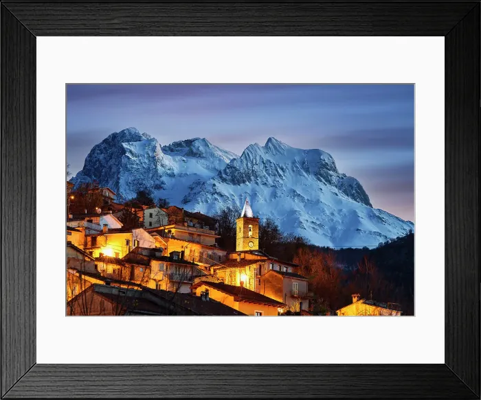 Framed Print : Village of Cerqueto with Gran Sasso mountains in the background, Gran Sasso and Monti della Laga national park, Teramo province, Abruzzo, Italy Framed Print : Village of Cerqueto with Gran Sasso mountains in the background, Gran Sasso and Monti della Laga national park, Teramo province, Abruzzo, Italy