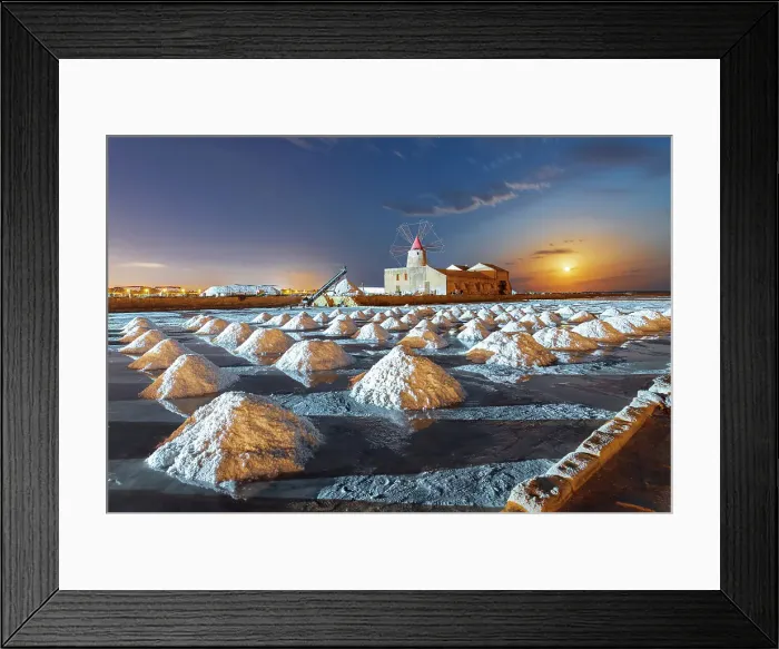 Framed Print : Windmill & Saline dello Stagnone, Marsala, Trapani province, Sicily, Italy Framed Print : Windmill & Saline dello Stagnone, Marsala, Trapani province, Sicily, Italy