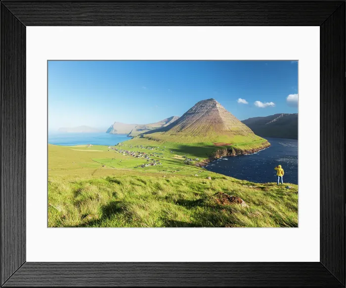 Framed Print : Village of Vidareidi in the sunshine, Vidoy island, Faroe islands, Denmark (MR) Framed Print : Village of Vidareidi in the sunshine, Vidoy island, Faroe islands, Denmark (MR)