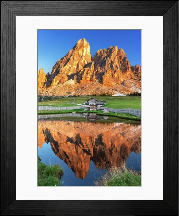 Framed Print : Sass de Putia reflection in the water of a small lake at sunset, Passo delle Erbe, Dolomites, Puez Odle, Bolzano district, South Tyrol, Italy Framed Print : Sass de Putia reflection in the water of a small lake at sunset, Passo delle Erbe, Dolomites, Puez Odle, Bolzano district, South Tyrol, Italy