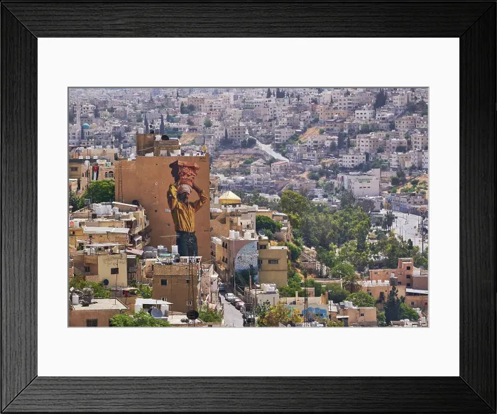 Framed Print : Murales in Amman from the Citadel, Jordan, Middle East Framed Print : Murales in Amman from the Citadel, Jordan, Middle East