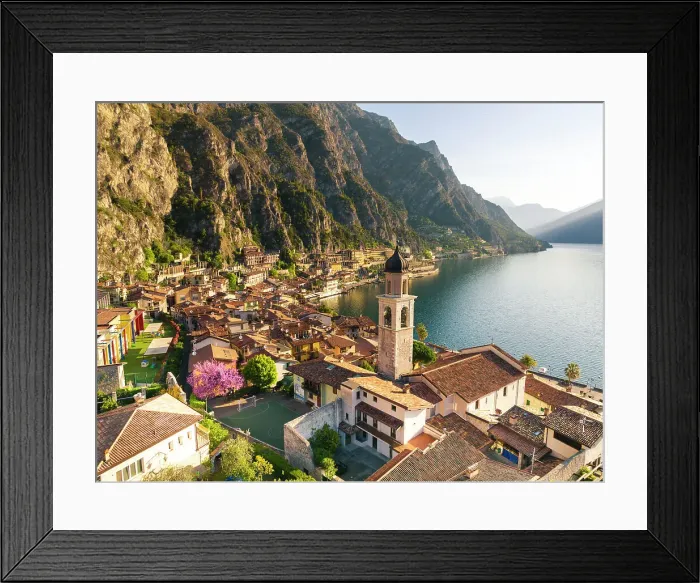 Framed Print : Aerial view of Limone del Garda, Lombardy, Garda Lake, Italy Framed Print : Aerial view of Limone del Garda, Lombardy, Garda Lake, Italy