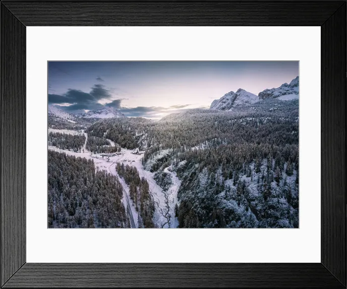 Framed Print : Passo Tre Croci, Dolomites, Veneto, Italy. Aerial show of the Dolomites mountain range in a frozen sunrise Framed Print : Passo Tre Croci, Dolomites, Veneto, Italy. Aerial show of the Dolomites mountain range in a frozen sunrise