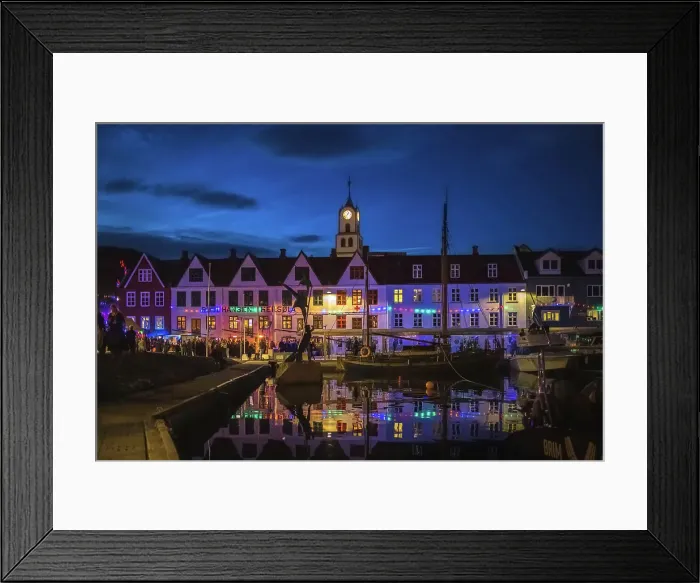 Framed Print : Torshavn decorated in occasion of lavsoka. Island of Streymoy. Faroe Islands