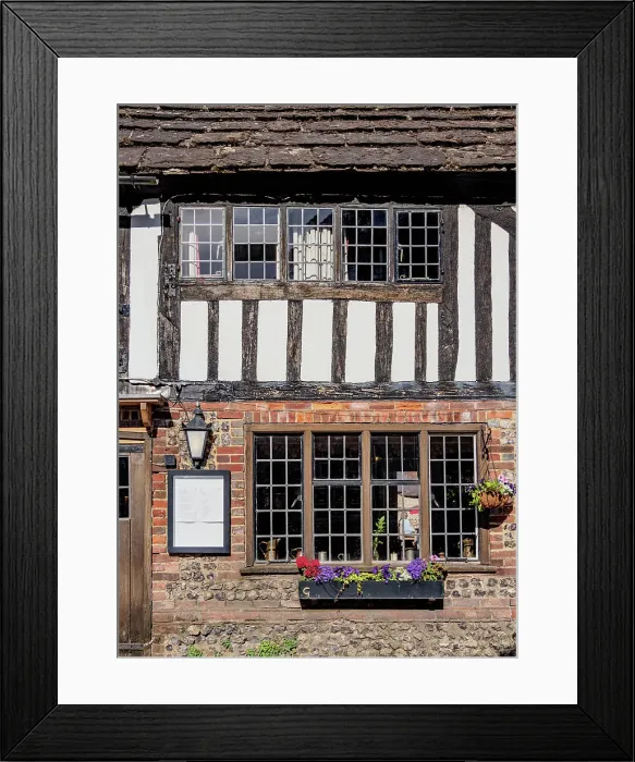 Framed Print : The George Inn, detailed view, Alfriston, Wealden District, East Sussex, England, United Kingdom Framed Print : The George Inn, detailed view, Alfriston, Wealden District, East Sussex, England, United Kingdom