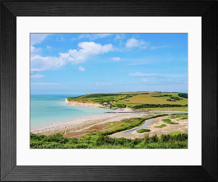 Framed Print : Cuckmere Haven, elevated view, East Sussex, England, United Kingdom Framed Print : Cuckmere Haven, elevated view, East Sussex, England, United Kingdom
