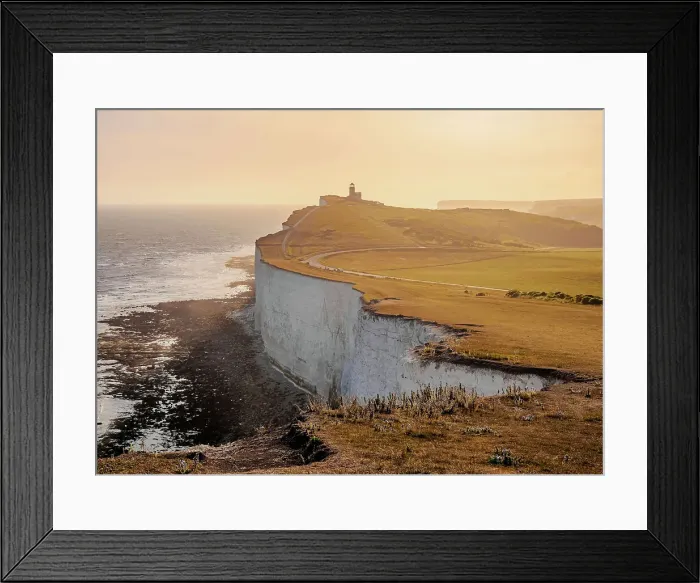 Framed Print : Beachy Head Cliffs and Belle Tout Lighthouse at sunset, Eastbourne, East Sussex, England, United Kingdom Framed Print : Beachy Head Cliffs and Belle Tout Lighthouse at sunset, Eastbourne, East Sussex, England, United Kingdom