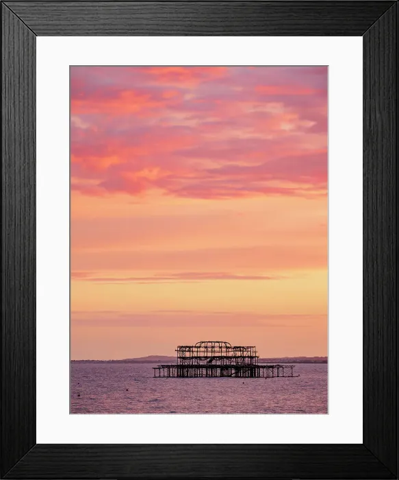Framed Print : Brighton West Pier at sunset, City of Brighton and Hove, East Sussex, England, United Kingdom Framed Print : Brighton West Pier at sunset, City of Brighton and Hove, East Sussex, England, United Kingdom